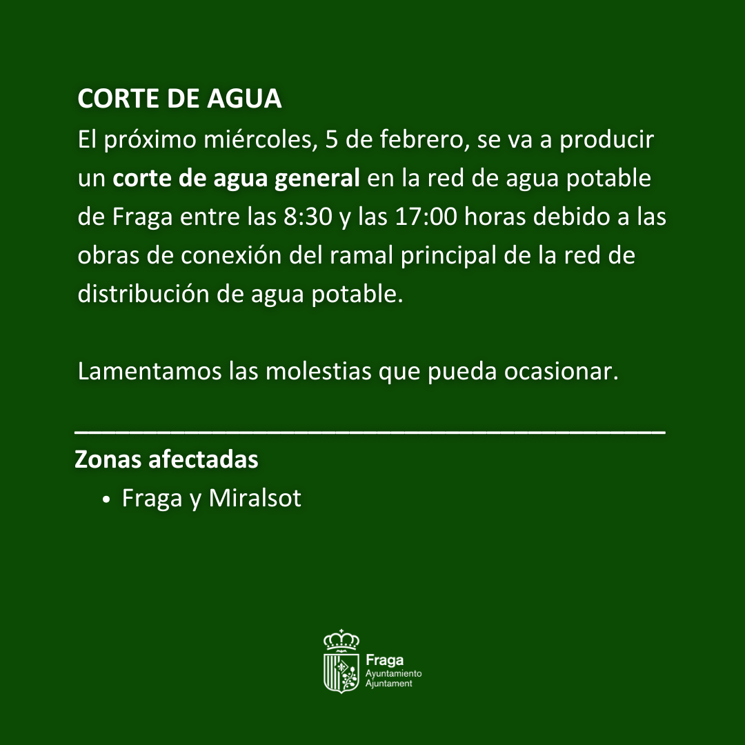 Corte de agua - 5 de febrero